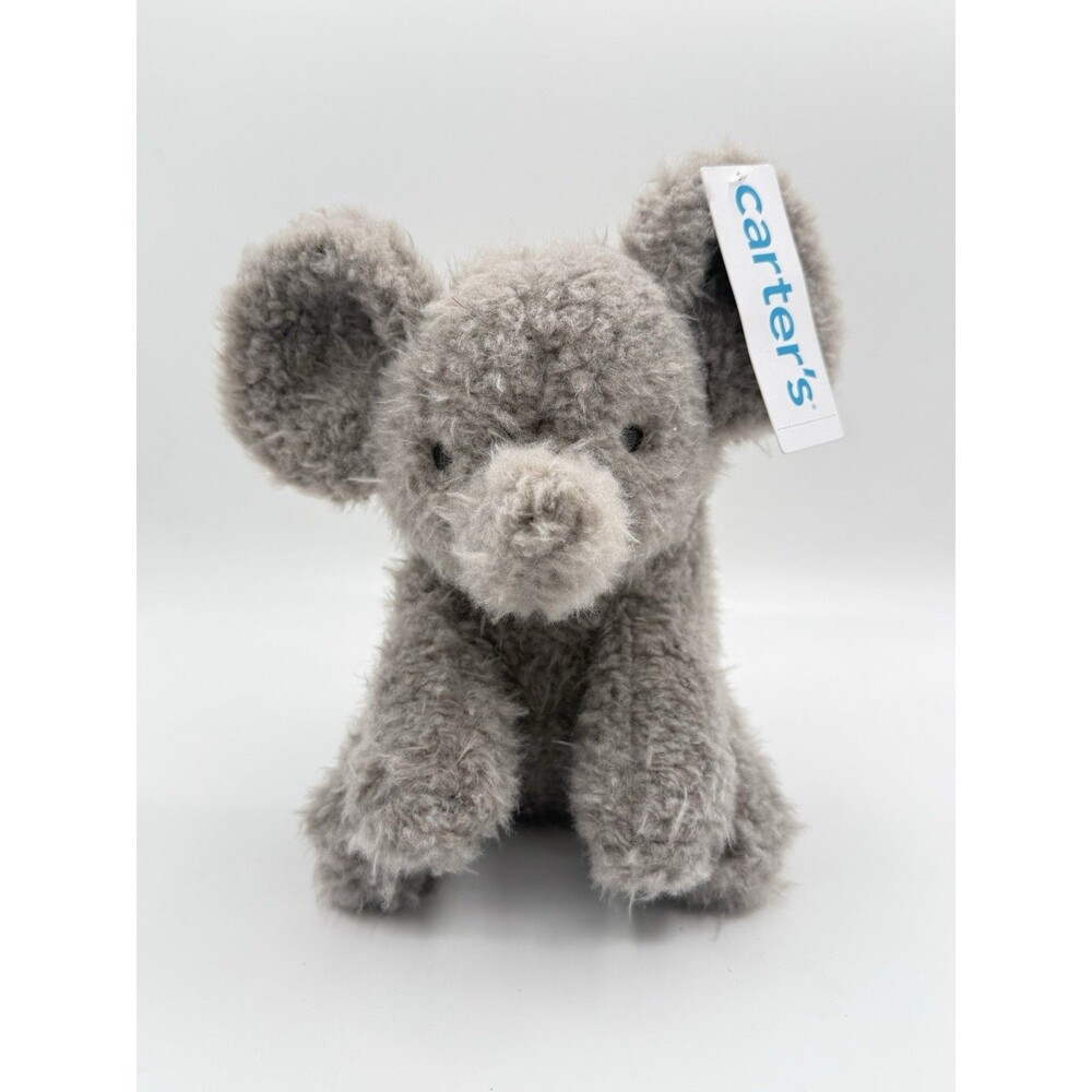Carter's Gray Fuzzy ELEPHANT 9" Stuffed Animal Soft Plush Retired Textured NWT